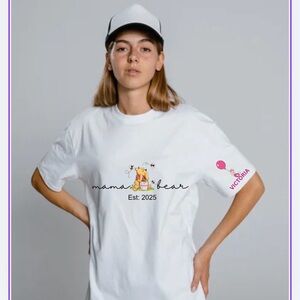 White Graphic T-Shirt with Bear Design